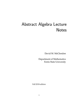Abstract Algebra Lecture Notes