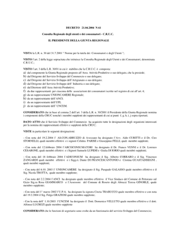 DECRETO 21.04.2004 N 61 Consulta Regionale