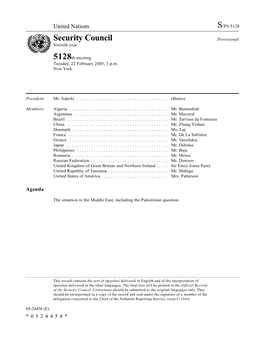 Security Council Provisional Sixtieth Year