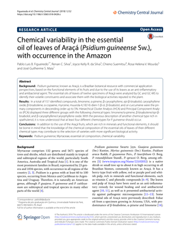 Chemical Variability in the Essential Oil of Leaves of Araçá (Psidium Guineense Sw.), with Occurrence in the Amazon Pablo Luis B