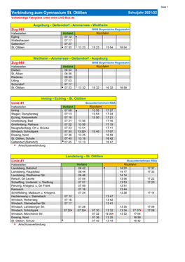 Verbindung Zum Gymnasium St. Ottilien Schuljahr 2021/22 Vollständige Fahrpläne Unter