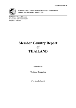 Member Country Report of THAILAND