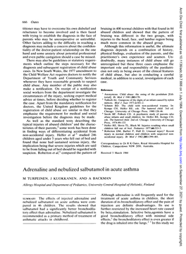 Adrenaline and Nebulized Salbutamol in Acute Asthma