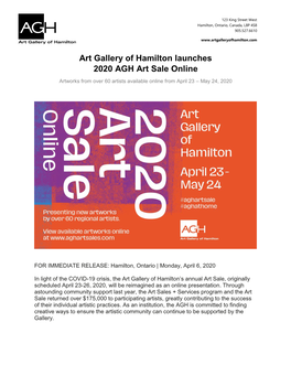 Art Gallery of Hamilton Launches 2020 AGH Art Sale Online