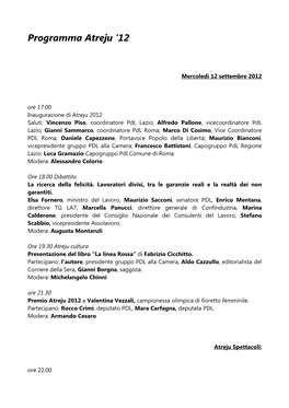 Programma Atreju ’12