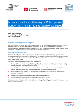 International Expert Meeting on Public Policies Supporting the Right to Education of Refugees