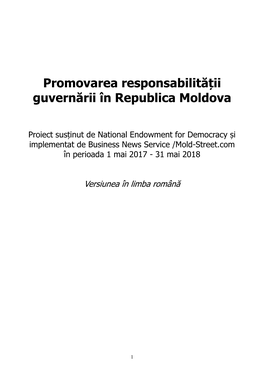 Promovarea Responsabilității Guvernării În Republica Moldova