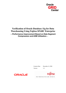Verification of Oracle Database 11G for Data Warehousing Using Fujitsu