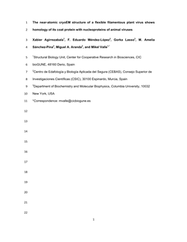 1 the Near-Atomic Cryoem Structure of a Flexible Filamentous Plant Virus Shows