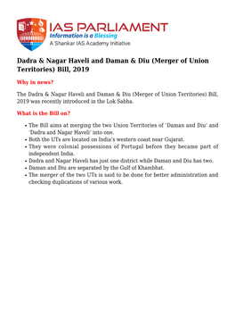 Dadra & Nagar Haveli and Daman & Diu (Merger Of