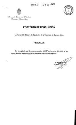 EXPTE. Z 114-15 PROYECTO DE RESOLUCION RESUELVE