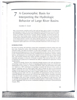 7 a Geomorphic Basisfor Interpreting the Hydrologic Behavior of Large River Basins