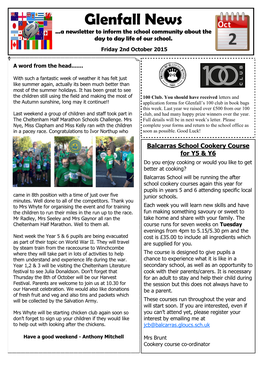 Glenfall News ...A Newsletter to Inform the School Community About the Day to Day Life of Our School