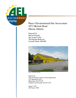 Phase I Environmental Site Assessment 1871 Merivale Road Ottawa, Ontario