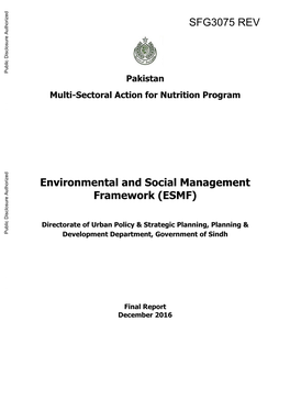 Pakistan Multi-Sectoral Action for Nutrition Program