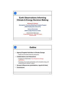 Providing NASA Solutions to Climate Change