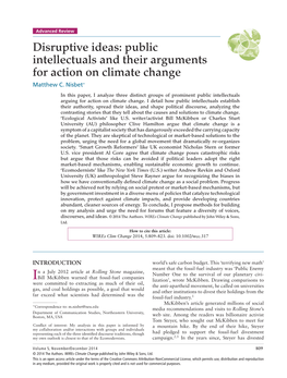 Disruptive Ideas: Public Intellectuals and Their Arguments for Action on Climate Change Matthew C