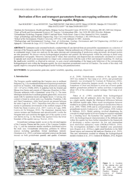 Derivation of Flow and Transport Parameters from Outcropping Sediments of the Neogene Aquifer, Belgium