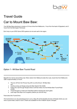 Travel Guide Car to Mount Baw Baw