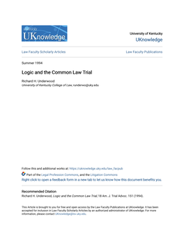 Logic and the Common Law Trial