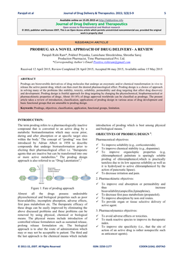 Prodrug As a Novel Approach of Drug