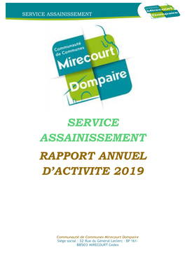 Service Assainissement Rapport Annuel D'activite