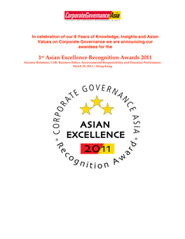 1St Asian Excellence Recognition Awards 2011