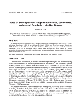 Notes on Some Species of Gnophini (Ennominae, Geometridae, Lepidoptera) from Turkey, with New Records