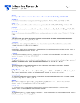 L-Theanine Research Page 1 Updated: April 2008