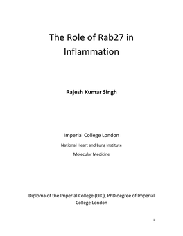 The Role of Rab27 in Inflammation