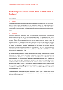 Examining Inequalities Across Travel to Work Areas in Scotland