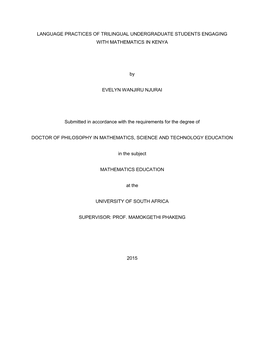 Language Practices of Trilingual Undergraduate Students Engaging with Mathematics in Kenya