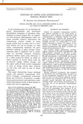 Enzymes of Amino Acid Metabolism in Normal Human Skin