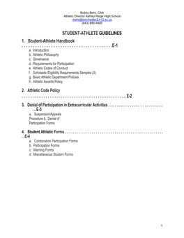STUDENT-ATHLETE GUIDELINES 1. Student-Athlete Handbook