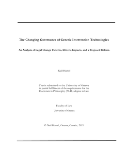 The Changing Governance of Genetic Intervention Technologies