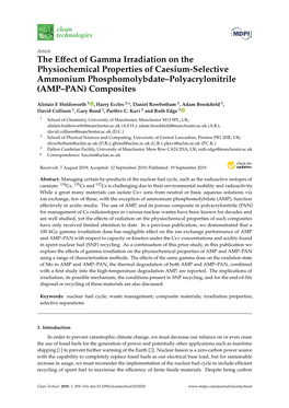 The Effect of Gamma Irradiation on the Physiochemical Properties Of