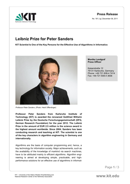 Leibniz Prize for Peter Sanders