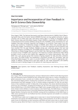 Importance and Incorporation of User Feedback in Earth Science Data