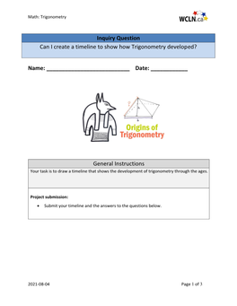 Inquiry Question Can I Create a Timeline to Show How Trigonometry Developed?