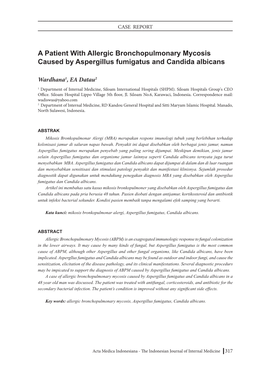 A Patient with Allergic Bronchopulmonary Mycosis Caused by Aspergillus Fumigatus and Candida Albicans