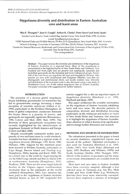 Stygofauna Diversity and Distribution in Eastern Australian Cave and Karst Areas