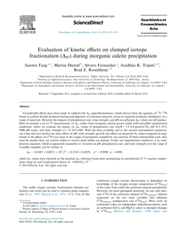 Evaluation of Kinetic Effects on Clumped Isotope Fractionation (О”47) During Inorganic Calcite Precipitation