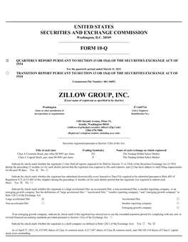 ZILLOW GROUP, INC. (Exact Name of Registrant As Specified in Its Charter) ______Washington 47-1645716 (State Or Other Jurisdiction of (I.R.S