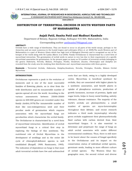 Distribution of Terrestrial Orchids in South Western Parts of Maharashtra
