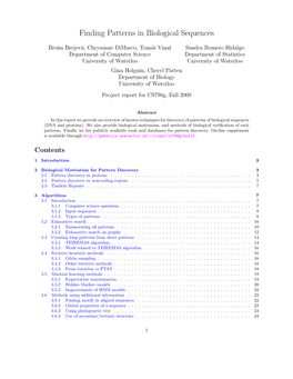 Finding Patterns in Biological Sequences