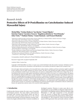 Protective Effects of D-Penicillamine on Catecholamine-Induced Myocardial Injury