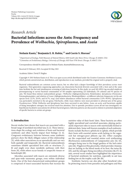 Frequency and Prevalence of Wolbachia, Spiroplasma, and Asaia