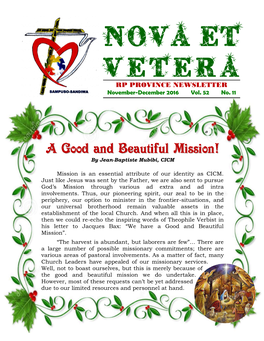 NOVA ET VETERA RP PROVINCE NEWSLETTER November-December 2016 Vol