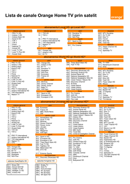 Lista De Canale Orange Home TV Prin Satelit