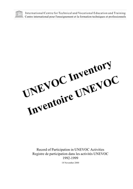 UNEVOC Inventory Inventoire UNEVOC